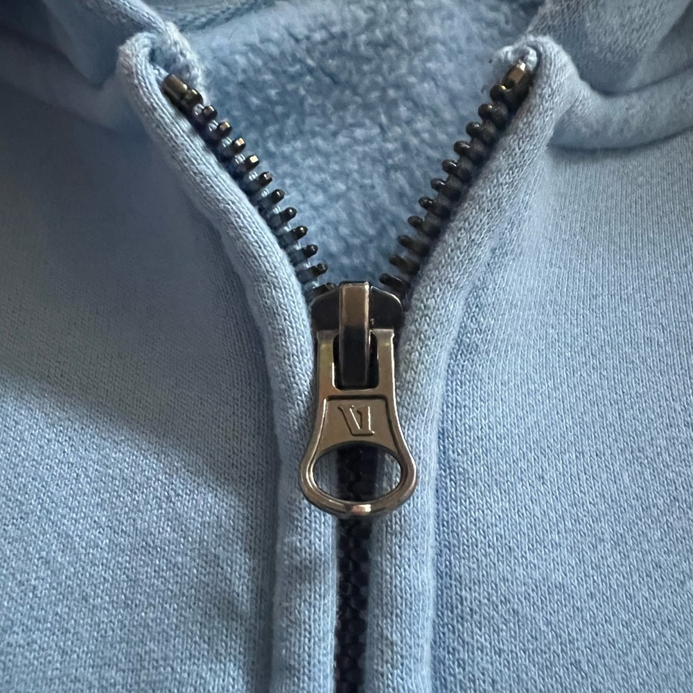 Vuori Restore Full Zip hoodie in the color “spring” blue. - Picture 6 of 8